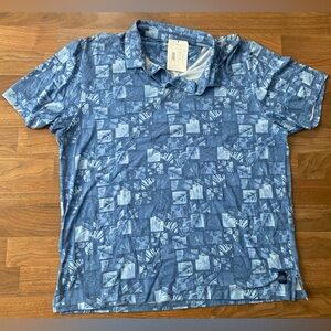 PGA Tour NWT Insignia Blue Distressed Floral Polo Shirt XXL TTG